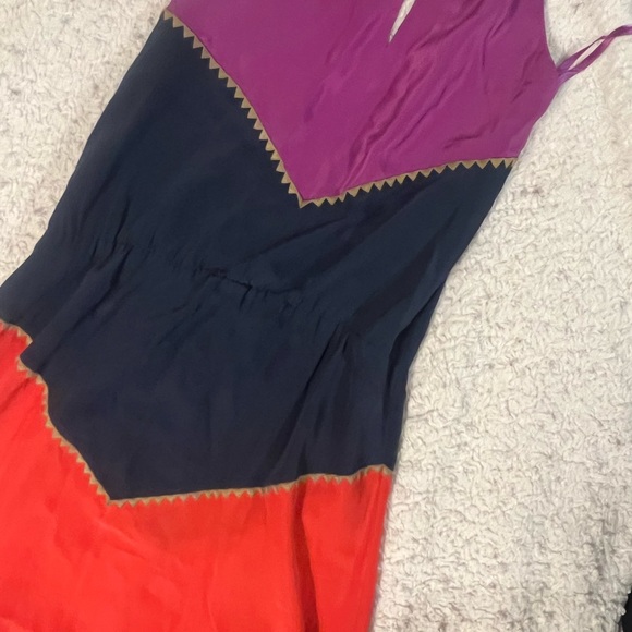 BCBG Max Azria Dee Silk color block halter Maxi Dress Sz XS - Picture 6 of 11